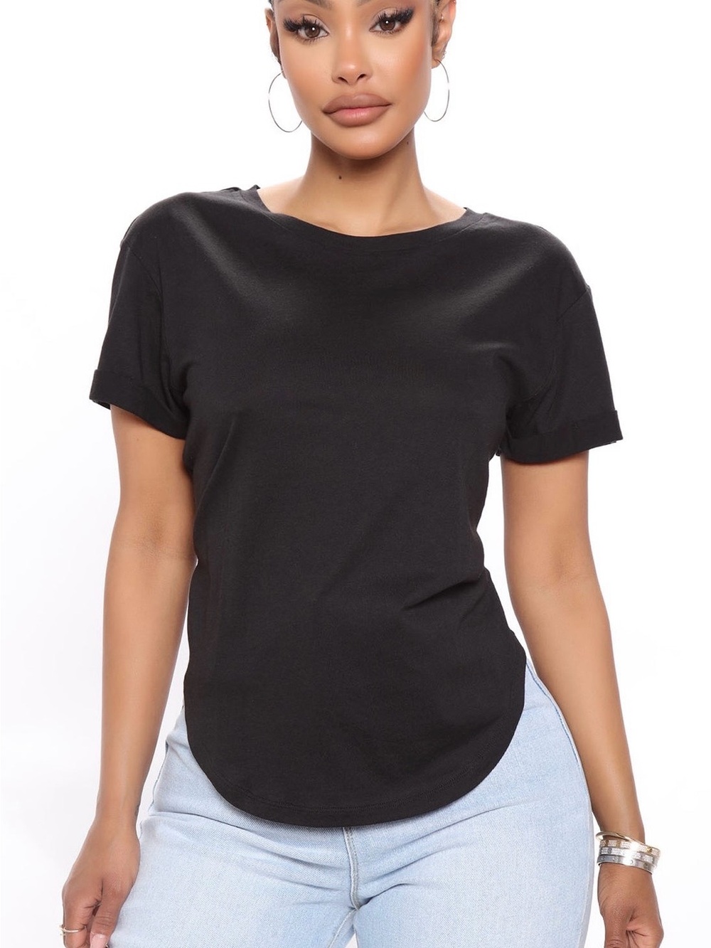 Fashion Nova Black Short Sleeve Crewneck Tee
